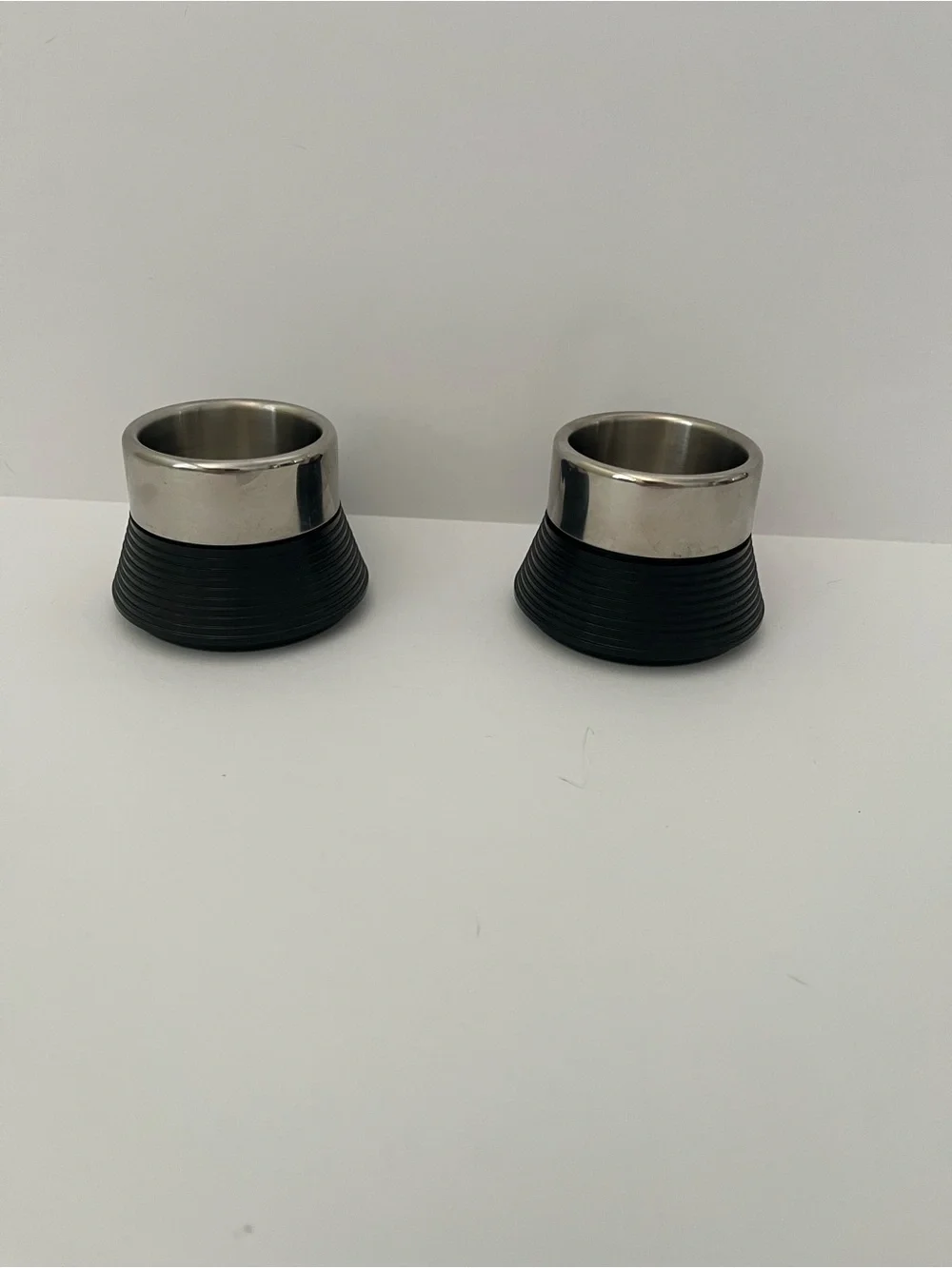 Star Trek Carlo Giannini NWT Vintage Black and Metal Espresso Cup and Saucer Set